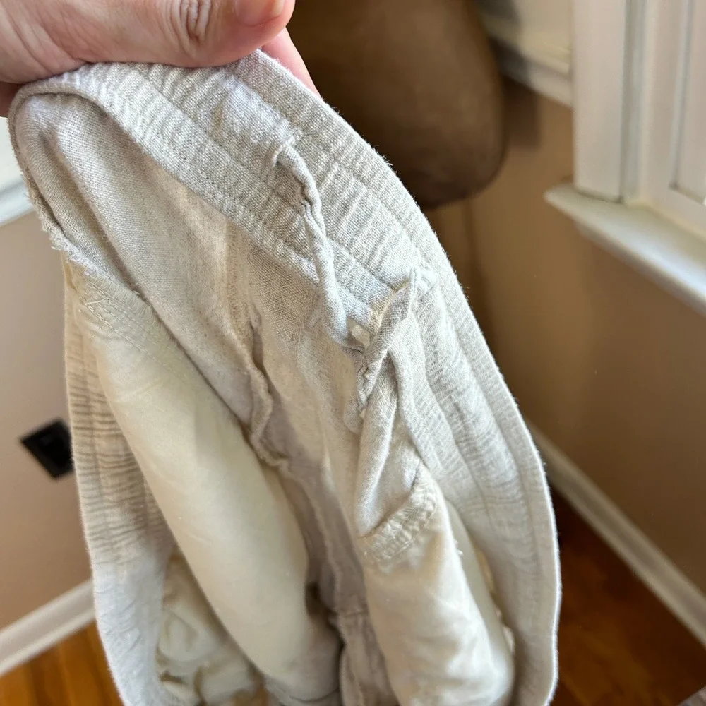 Old Navy Mens XL Oatmeal Beige Linen Blend Elastic Waist Jogger Pants